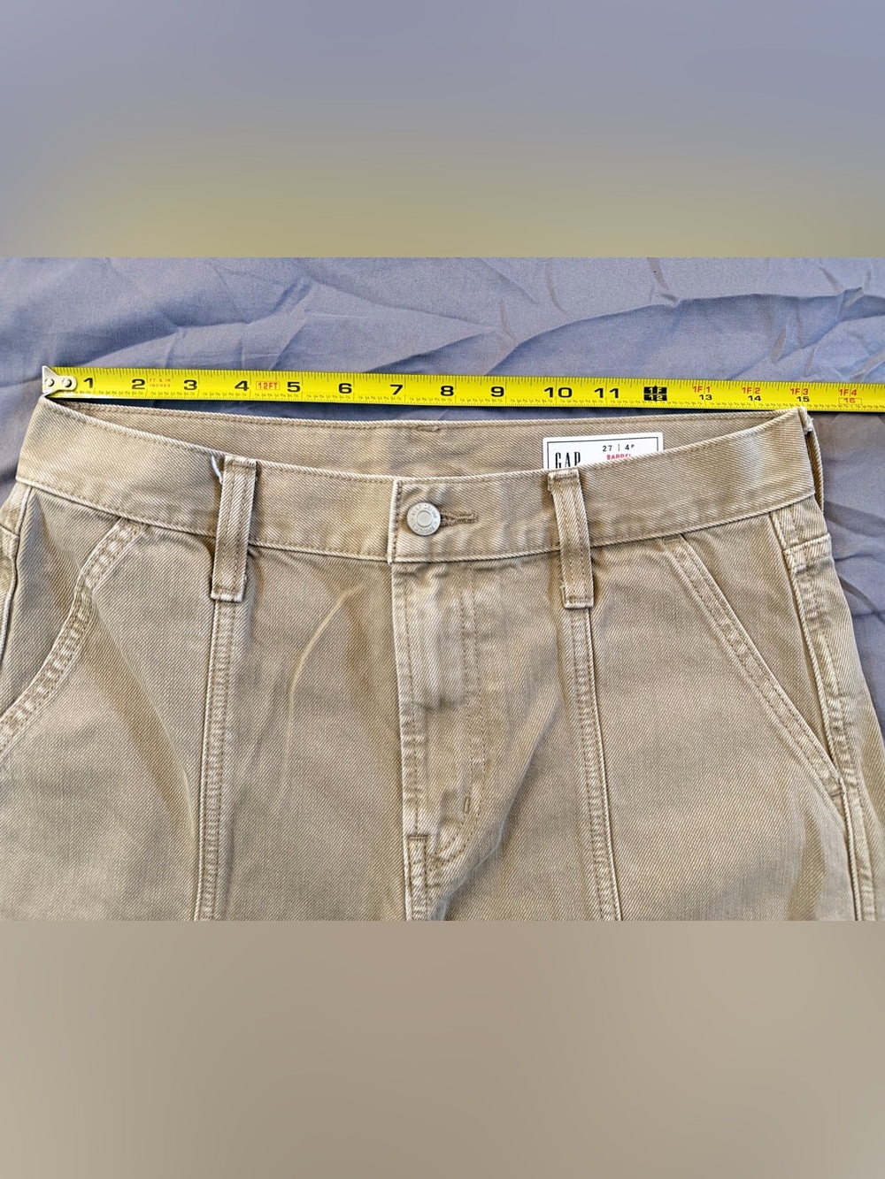 GAP High Rise Barrel Jeans - Flannel Taupe Beige - 27 | 4P - Picture 6 of 7